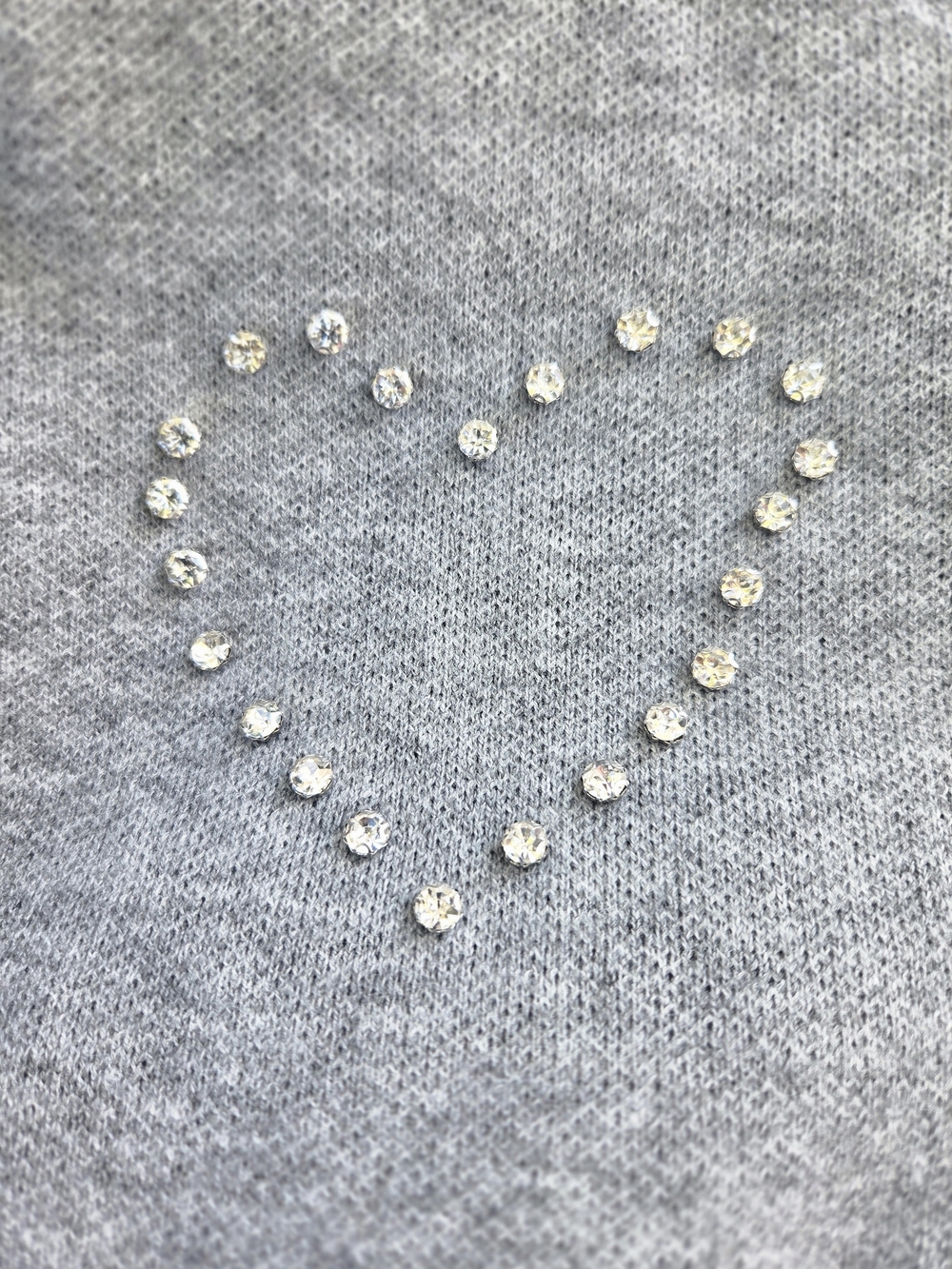 Nanette Lepore Gray Sweater with Black Heart Accents and Rhinestone Studs - Picture 3 of 6